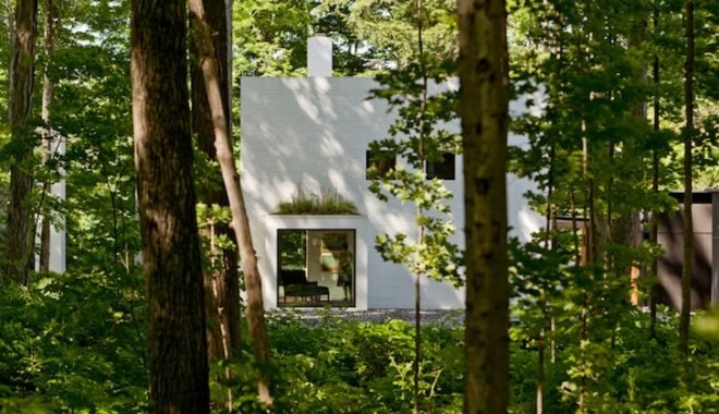 Salmela Architects, Lake Michigan architecture, sod roofs, green roofs, Yingst Retreat, sustainable design, daylighting, eco-design, green design, forest preservation, glazing, Sleeping Bear Dunes,