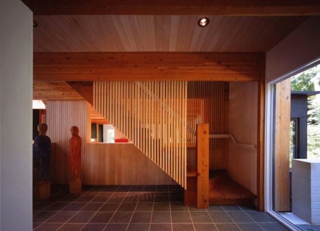 Salmela Architects, Lake Michigan architecture, sod roofs, green roofs, Yingst Retreat, sustainable design, daylighting, eco-design, green design, forest preservation, glazing, Sleeping Bear Dunes,
