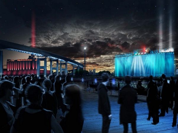 Buffalo, Grain Elevators, silos, light show, Ambiences Design Production