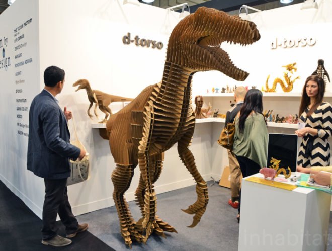 Cardboard T-Rex Dinosaur, D-Torso, icff, international contemporary furniture fair, new york design week, icff 2013, green design, sustainable design, green design events, design show, nydw, new york design week 2013, green interiors, sustainable interiors, green furniture, eco furniture, green products, green lighting, energy-efficient lighting, recycled materials