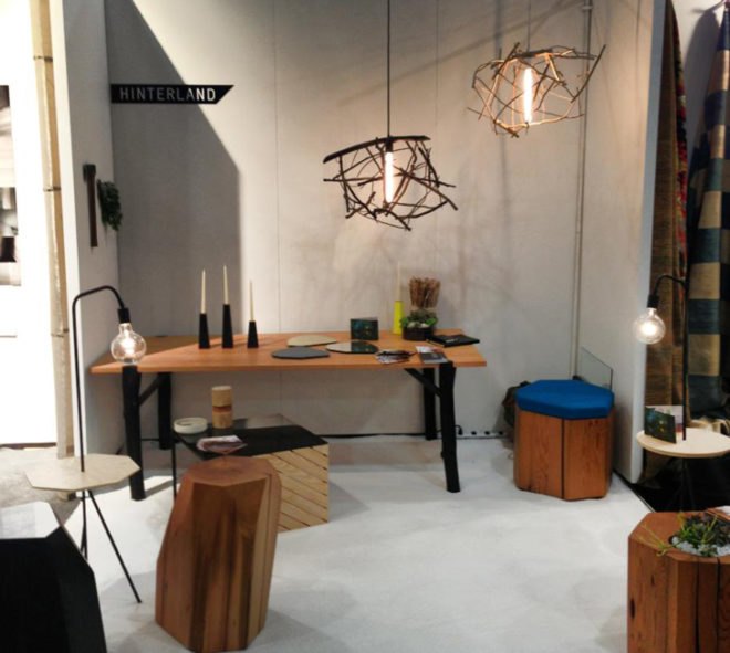 green design, eco design, sustainable design, Hinterland, driftwood lamp, Scatter/gather lamp, recycled lamp, sustainable lighting, Riley McFerrin, ICFF