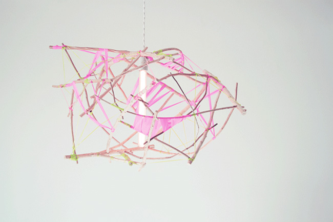 green design, eco design, sustainable design, Hinterland, driftwood lamp, Scatter/gather lamp, recycled lamp, sustainable lighting, Riley McFerrin, ICFF
