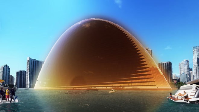 miami sun, visiondivision, bayfront park, florida, solar powered, hotel, casino, water park