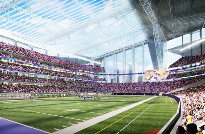 HKS Sports & Entertainment Group, Minnesota Vikings, Metrodome demolition, Minneapolis sports stadium, Viking sports stadium, energy efficient sports stadiums, world's largest transparent roof, green design, designing for sports, sustainable design, eco design, green American football stadiums