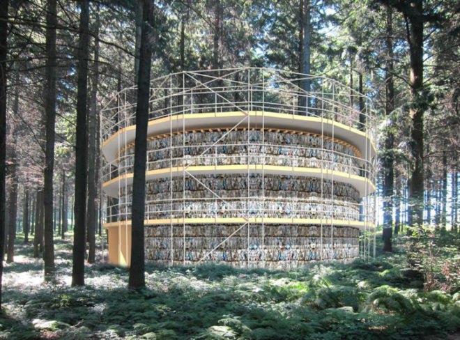 green design, eco design, sustainable design, paper bale architecture, recycled paper theater, Studio Andrew Todd, 2013 World Stage Design, Globe Theater, sustainable theater