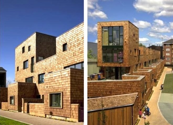 London, RiBA, Beveridge Mews, Hannibal Road Gardens, social housing, sustainable housing, rainwater harvesting, greywater recycling, green design, sustainable design, eco-design, community garden, rooftop terrace, timber clad home