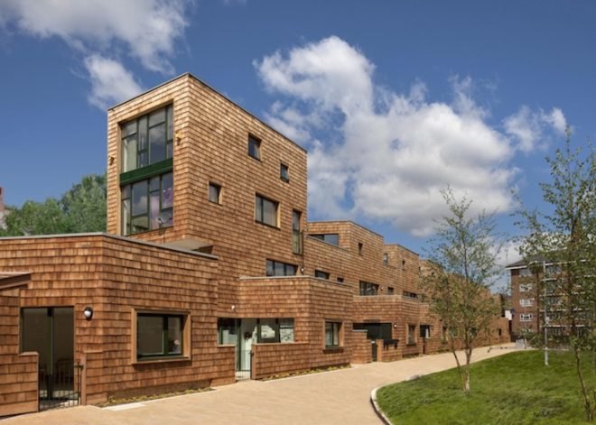 London, RiBA, Beveridge Mews, Hannibal Road Gardens, social housing, sustainable housing, rainwater harvesting, greywater recycling, green design, sustainable design, eco-design, community garden, rooftop terrace, timber clad home