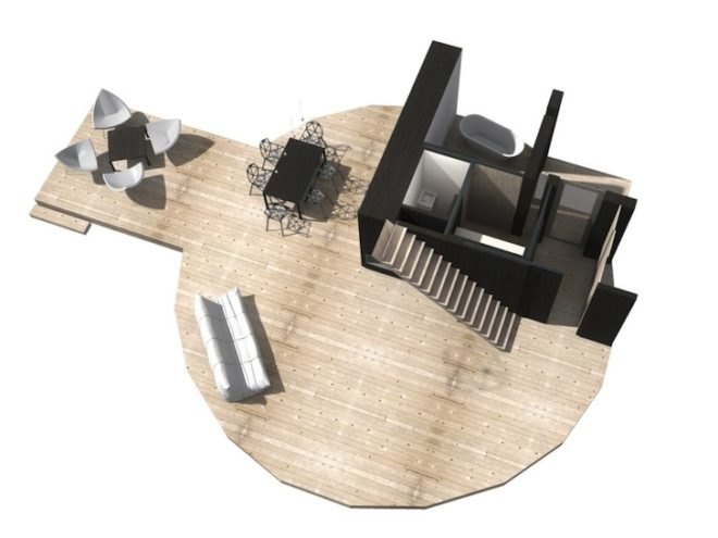 geodesic dome, prefabricated construction, off-grid home, green design, sustainable design, eco-design, DOM(E) House, NRJA, solar-powered homes, rainwater collection,
