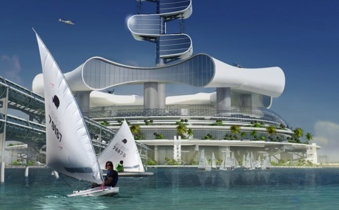 Grand Cancun, clean energy, renewable energy, solar power, wave energy, offshore eco-platform, wind energy, rainwater harvesting, desalination, Cancun 50th anniversary, green design, sustainable design, ocean cleanup system, zero carbon footprint