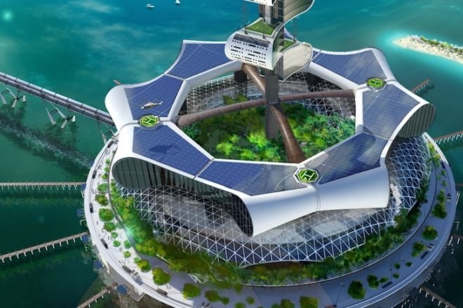 Grand Cancun, clean energy, renewable energy, solar power, wave energy, offshore eco-platform, wind energy, rainwater harvesting, desalination, Cancun 50th anniversary, green design, sustainable design, ocean cleanup system, zero carbon footprint