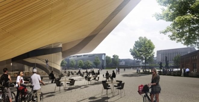 Central Helsinki Library, ALA Architects, 3D parametric design, green design, sustainable design, eco-design, passive design, daylighting, prefabricated design, library design in Finland, locally-sourced materials, Siberian larch cladding, ultra modern library,
