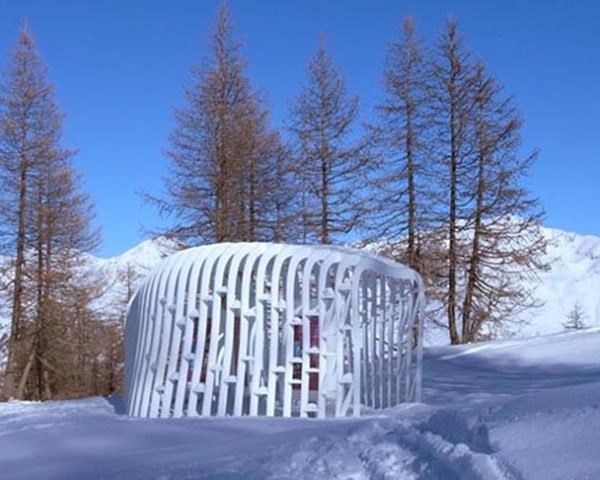 Herault Arnod Architectes, Scenographic Installations, Serre Chevailer Vallée, France, layered, local wood, shelters, skii resort, Architecture, Eco Tourism, Green Materials, habitable sculptures
