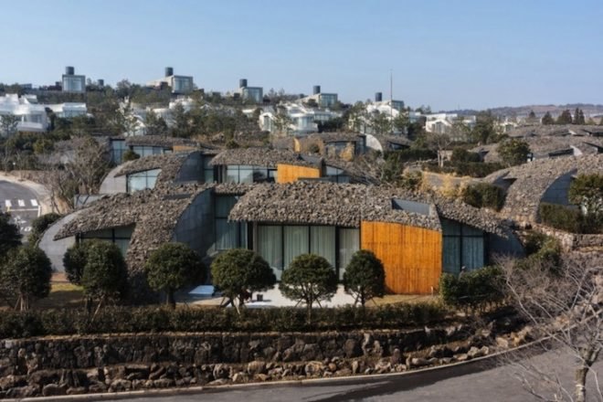 Lotte Resort, Jeju Island, Kengo Kuma, sustainable design, green design, daylighting, natural ventilation, oreum, South Korea, wood flooring, luxury green condos, Block D Condos,