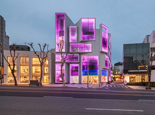 green design, eco design, sustainable design, Gangam, MVRDV, Chungha Building, facade renovation, Apgjung Road, LED facade