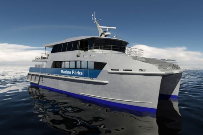 Incat Crowther, Marine Engineering Consultants, MEC, Great Barrier Reef, Catamaran Patrol Vessel, Catamaran, solar power, solar array, diesel engines, australia,
