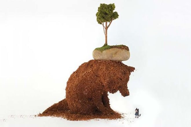 Mylyn Nguyen, tiny art, biodegradable materials, moss, pebbles, dirt, animals, Australian art, sculptures, Art, Botanical, Recycling / Compost