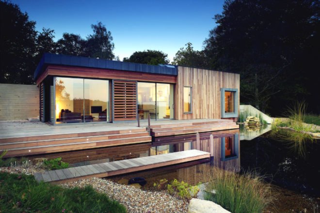New Forest House, PAD Studio, new forest national park, green roof, earth bermed home, natural swimming pool, site sensitive