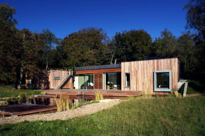 New Forest House, PAD Studio, new forest national park, green roof, earth bermed home, natural swimming pool, site sensitive