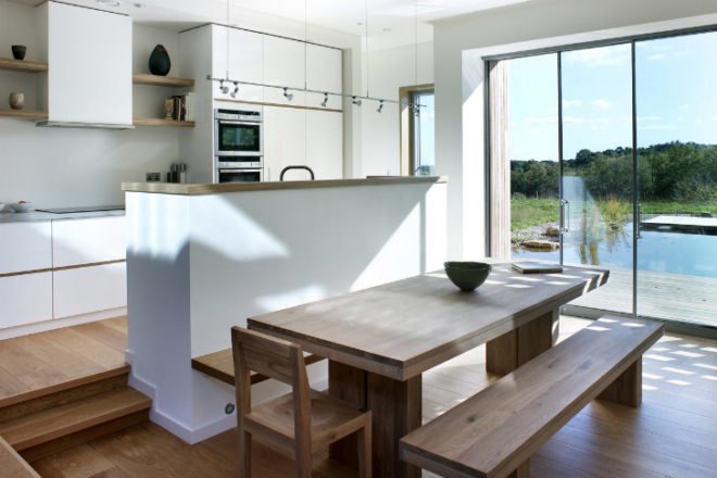 New Forest House, PAD Studio, new forest national park, green roof, earth bermed home, natural swimming pool, site sensitive