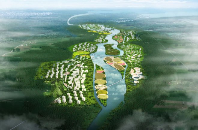 Green Health City, Green Health City Peter Ruge Architekten, Peter Ruge Architekten, china master plan, chinese cities, chinese prototype city, sustainable city china, berlin architects, wind power, wind turbines, photovoltaics, smart devices, energy saving devices, clean energy, eco-friendly city