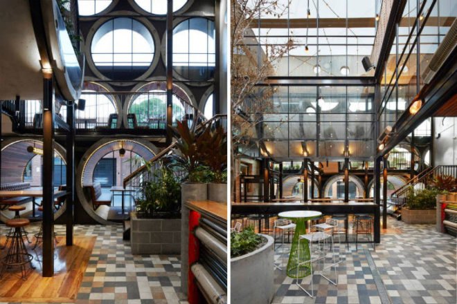 Prahran Hotel, Techne Architects, melbourne, bar, pub, pipes, recycled materials, reclaimed materials, daylighting