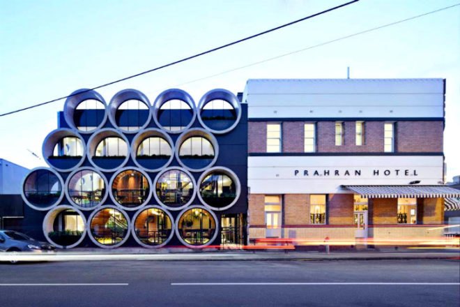 Prahran Hotel, Techne Architects, melbourne, bar, pub, pipes, recycled materials, reclaimed materials, daylighting