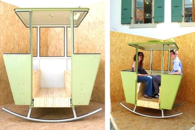 Switzerland, social design, Verbier Alpine Ski resort, repurposed design, adaptive reuse, green design, sustainable design, eco design, gondolas turned into works of art, Miami Basel Art Fair, Make a Wish Foundation