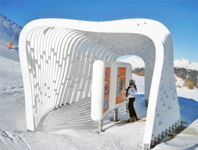 Herault Arnod Architectes, Scenographic Installations, Serre Chevailer Vallée, France, layered, local wood, shelters, skii resort, Architecture, Eco Tourism, Green Materials, habitable sculptures