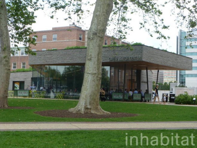Sister Cities Park, Cafe Pavilion, DIGSAU, city center district, philadelphia, green roof, green-roofed cafe, philly, milk & honey,