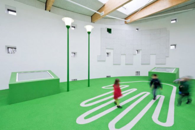 St Sebastian School, Bolles+Wilson, st. sebastian church, church renovation, church transformation, munster, adaptive reuse, kindergarten
