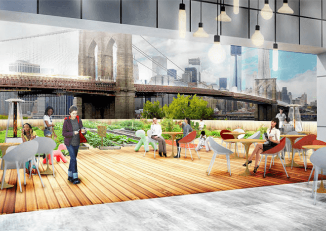 Brooklyn bridge park, domino sugar refinery, dumbo Brooklyn, regina myer, two trees, Chelsea market, empire warehouses, Brooklyn warehouse restoration project, Jamestown properties, Brooklyn waterfront, nyc historic warehouses, nyc rooftop farms