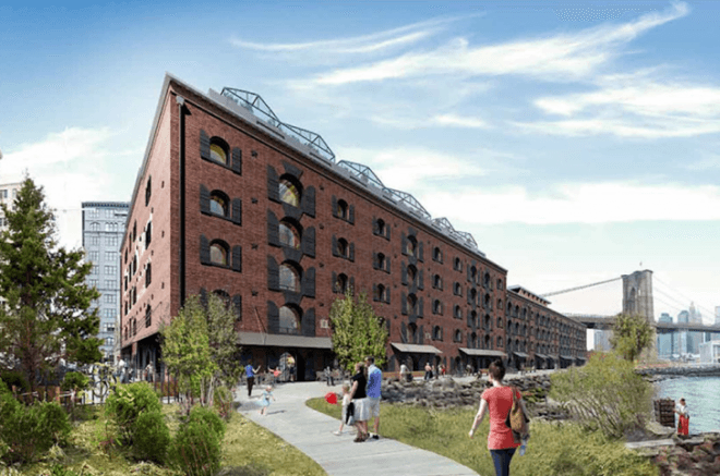 Brooklyn bridge park, domino sugar refinery, dumbo Brooklyn, regina myer, two trees, Chelsea market, empire warehouses, Brooklyn warehouse restoration project, Jamestown properties, Brooklyn waterfront, nyc historic warehouses, nyc rooftop farms