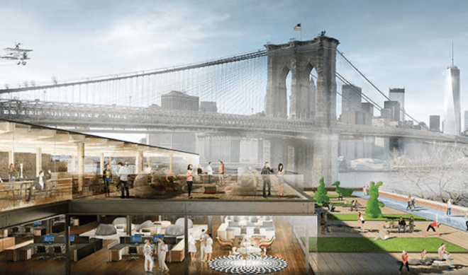 Brooklyn bridge park, domino sugar refinery, dumbo Brooklyn, regina myer, two trees, Chelsea market, empire warehouses, Brooklyn warehouse restoration project, Jamestown properties, Brooklyn waterfront, nyc historic warehouses, nyc rooftop farms