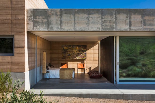 Tucson Mountain Retreat, DUST, tucson, desert architecture, rammed earth, rammed earth home, rainwater collection