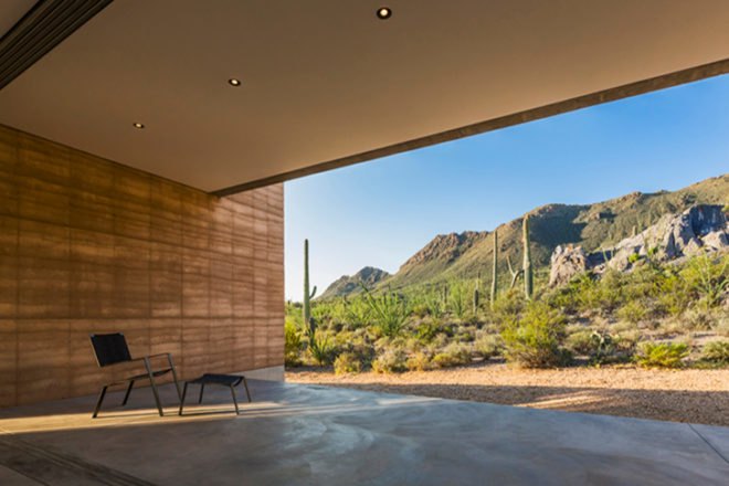 Tucson Mountain Retreat, DUST, tucson, desert architecture, rammed earth, rammed earth home, rainwater collection