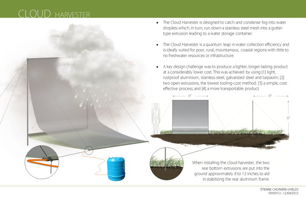 The Cloud Harvester, Etienne Choiniere-Shields, water harvesting, fog, water from fog
