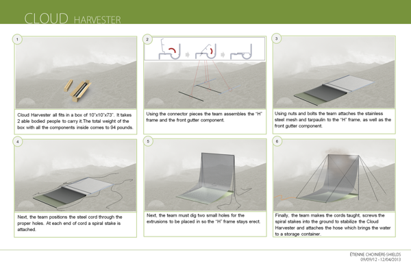 The Cloud Harvester, Etienne Choiniere-Shields, water harvesting, fog, water from fog