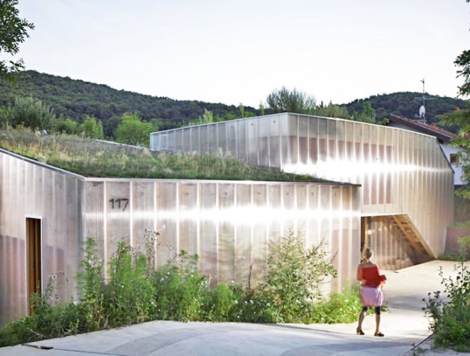 AL1, polycarbonate, translucent, Austria, energy-efficient, open plan, green roof, composite, natural light, Architecture, Daylighting, Green Materials, green Interiors,
