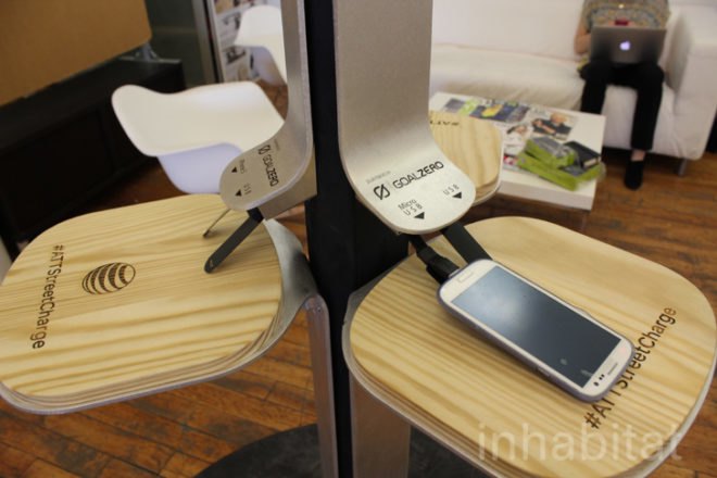 Goal Zero, AT&T, free AT&T chargers, solar phone chargers, free solar phone chargers nyc, nyc solar phone chargers, pensa, pensa design, where to charge cell phone in nyc, nyc cell phone charging, solar phone charger, street charge, green design, solar power, eco design, sustainable design