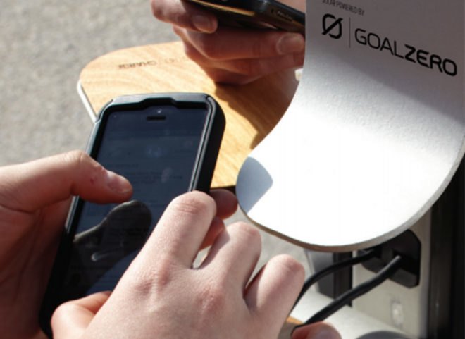 Goal Zero, AT&T, free AT&T chargers, solar phone chargers, free solar phone chargers nyc, nyc solar phone chargers, pensa, pensa design, where to charge cell phone in nyc, nyc cell phone charging, solar phone charger, street charge, green design, solar power, eco design, sustainable design