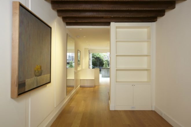 New york real estate, private garden, reclaimed wood flooring, west village homes, 75.5 bedford street, new york’s narrowest home, nyc narrowest home, tiny homes, tiny apartments, nyc tiny apartments, nyc tiny homes, nyc celebrity homes