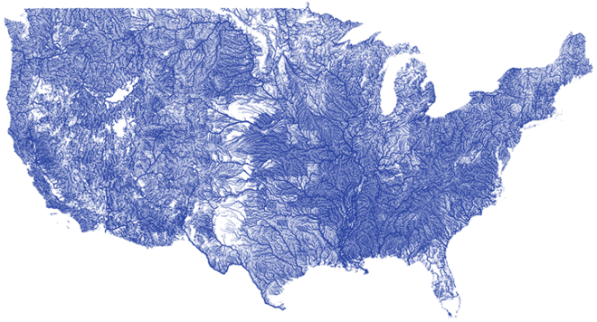 Nelson Minar, US rivers, graphic designer, rivers, river map, github, Nelson Minar river map
