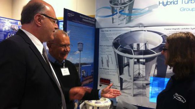 hybrid wind turbine, vertical axis, university of bath, mccamley middle east ltd, solar cells, renewable energy
