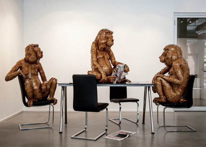 laurence vallieres, animals, cardboard, sculpture, installation, montreal, art