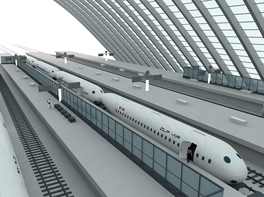 École Polytechnique Fédérale de Lausanne, EPFL, Clip-Air system, Modular airplane, Clip Air plane, Clip Air modular system, Clip-Air travel, mass travel, mass transit, transport systems, air travel, train travel, alternative fuel