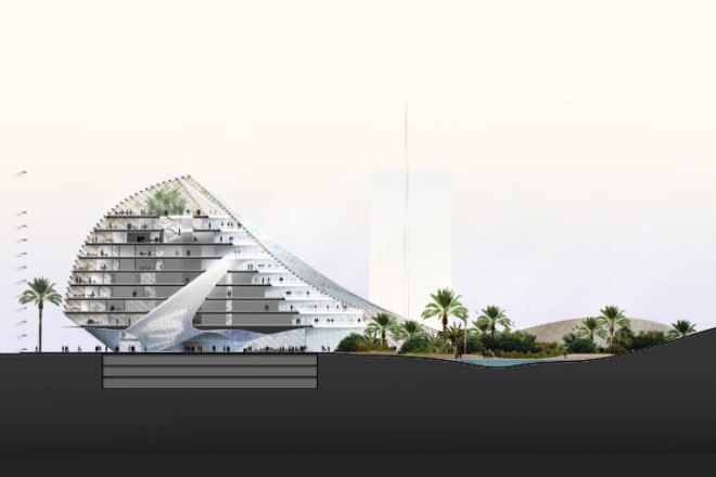 ARPT Headquarters, Mario Cucinella Architects, desert architecture, algeria, natural ventilation, bioclimatic design