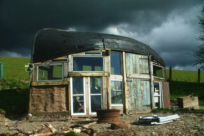 Boat Roofed Shed, Shed of the Year, LED lights, wales, solar panel, recycled materials, boat, boat roof, Tiny Homes, Architecture, Recycled Materials