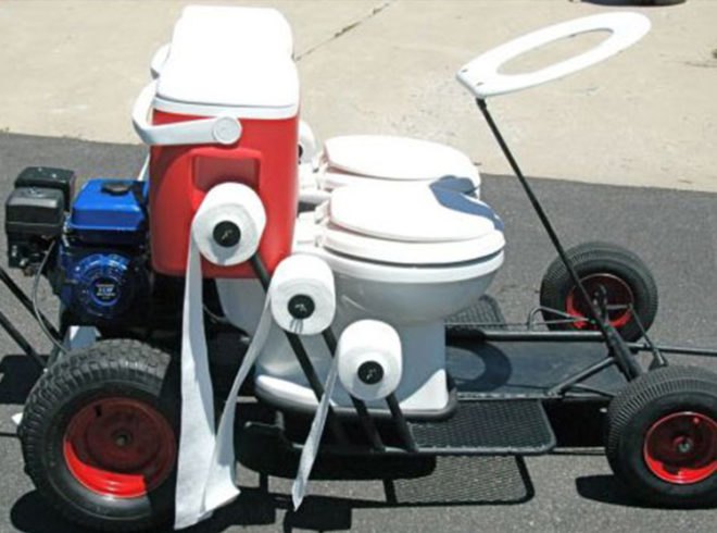 toilet, upcycle, reuse, sustainability, go-cart