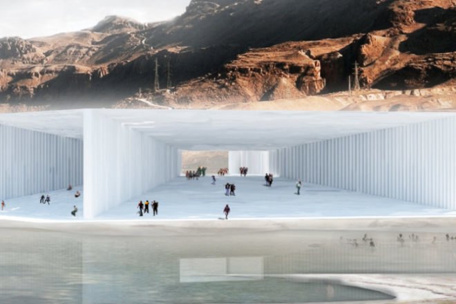 Cristal, Sitbon Architectes, crystal pavilion, salt, dead sea, salt building, salt encrusted, nature center