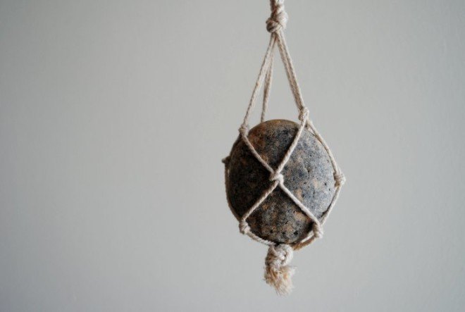 DIY, recycled, string, planter, succulent, interior, how-to, knotted, plants, decoration